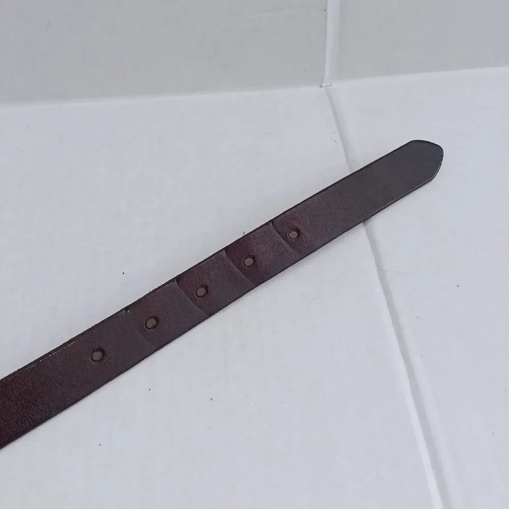 Eddie Bauer Brown Leather Belt-Medium-Harness Style-Brass Buckle-Classic-MInimal